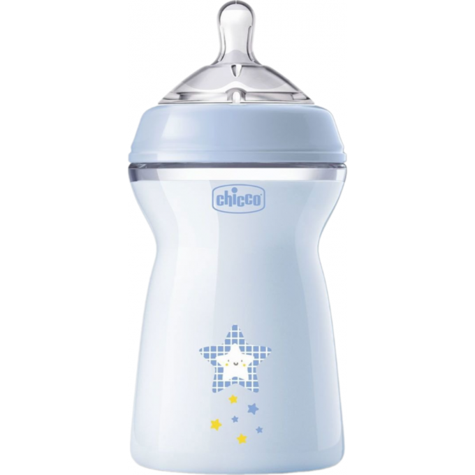 Бутылочка пластиковая CHICCO NATURAL FEELING 330 мл, 6м+ голубая 00081335200000