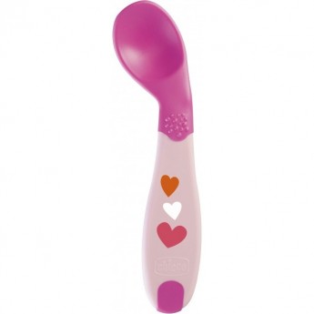 Ложка CHICCO BABYS FIRST SPOON, 8+, цвет розовый, рисунок сердечки Ложка CHICCO BABYS FIRST SPOON, 8+, цвет розовый, рисунок сердечки
