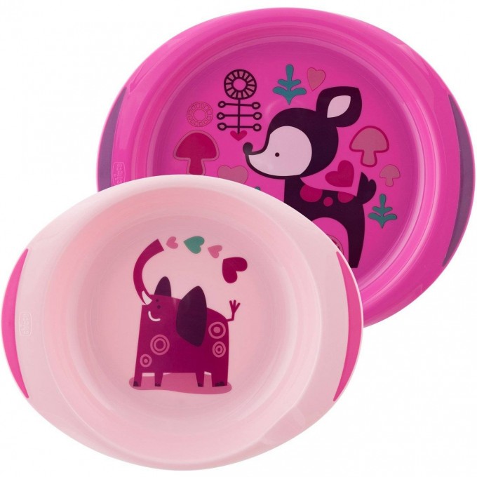 Набор тарелок CHICCO, 12м+, 2 шт., розовый 00016002100000