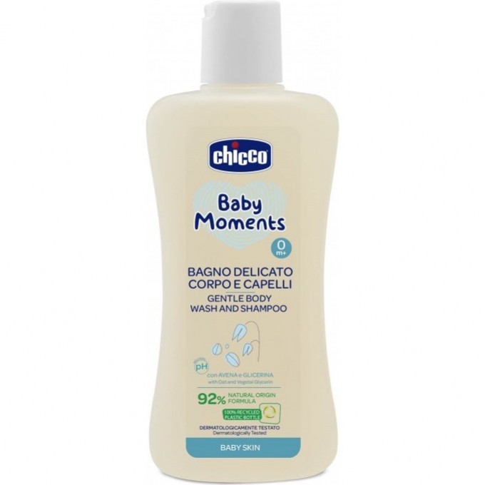 Нежная пена для тела и волос CHICCO BABY MOMENTS 0м+, 200 мл 00010593000000