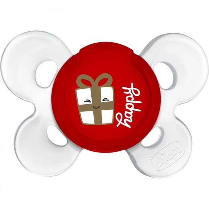 Пустышка силиконовая CHICCO PHYSIO COMFORT "CHRISTMAS" красный 00055618000000