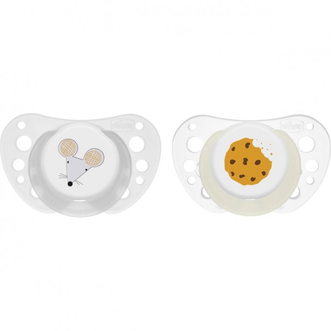 Пустышка силиконовая CHICCO PHYSIOFORMA AIR gray lumi 16-36 мес 2 шт 00075035440000